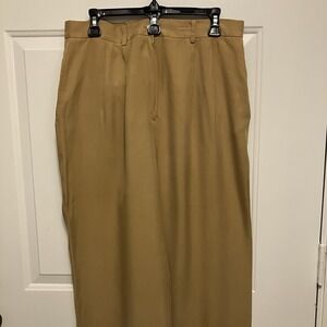 Hugo Buscati Pants Women's 16 Tall Camel Brown‎ Silk Wide Leg  Mid Rise Office